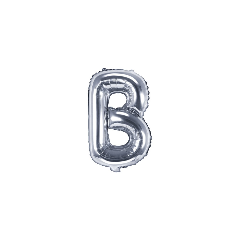 Balon foliowy litera B - srebrny, 35 cm