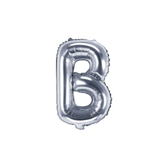 Foil balloon letter B - silver, 35 cm