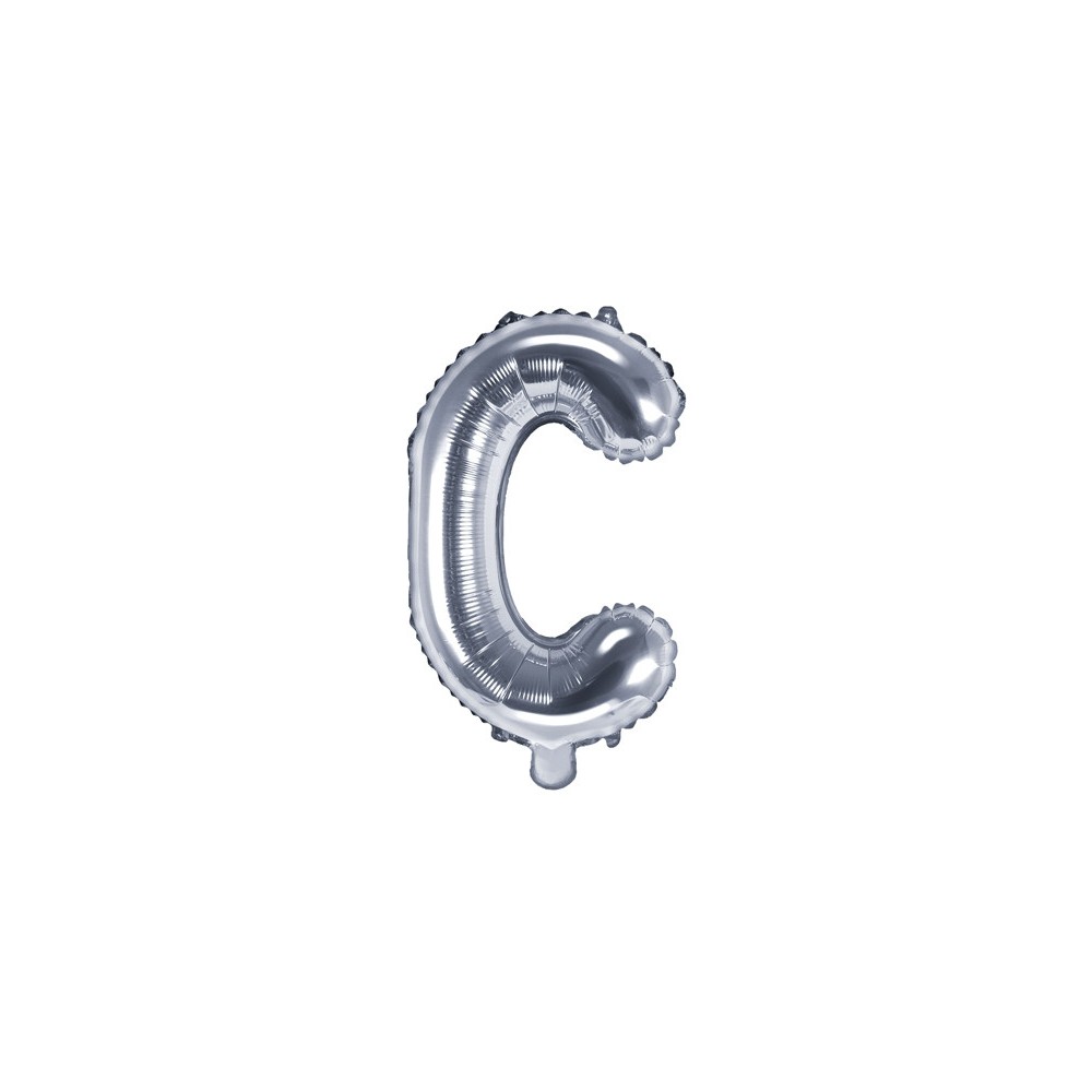 Foil balloon letter C - silver, 35 cm