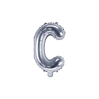 Balon foliowy litera C - srebrny, 35 cm