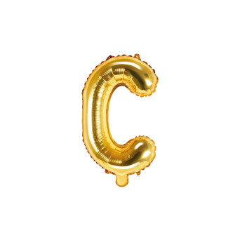 Foil balloon letter C - gold, 35 cm