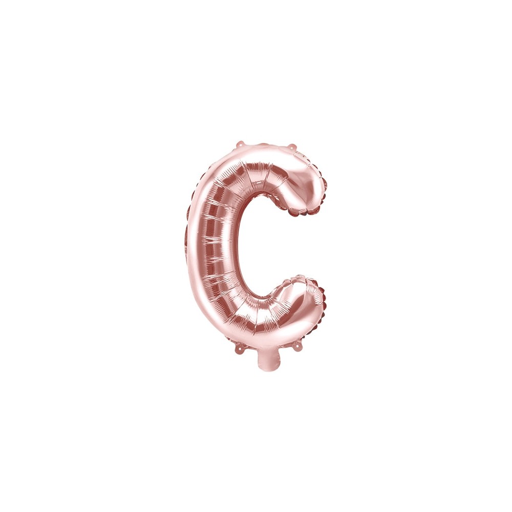 Foil balloon letter C - rose gold, 35 cm