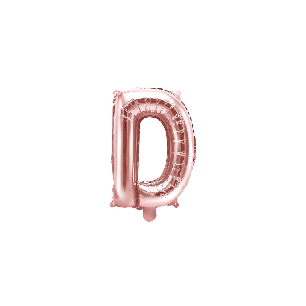Foil balloon letter D - pink gold, 35 cm