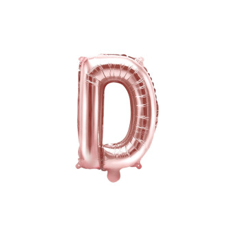 Foil balloon letter D - pink gold, 35 cm
