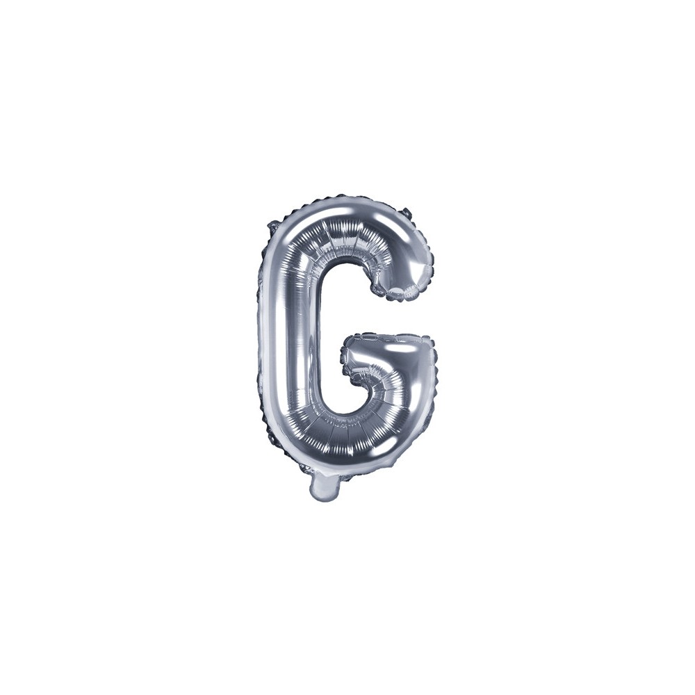 Foil balloon letter G - silver, 35 cm