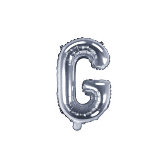 Balon foliowy litera G - srebrny, 35 cm