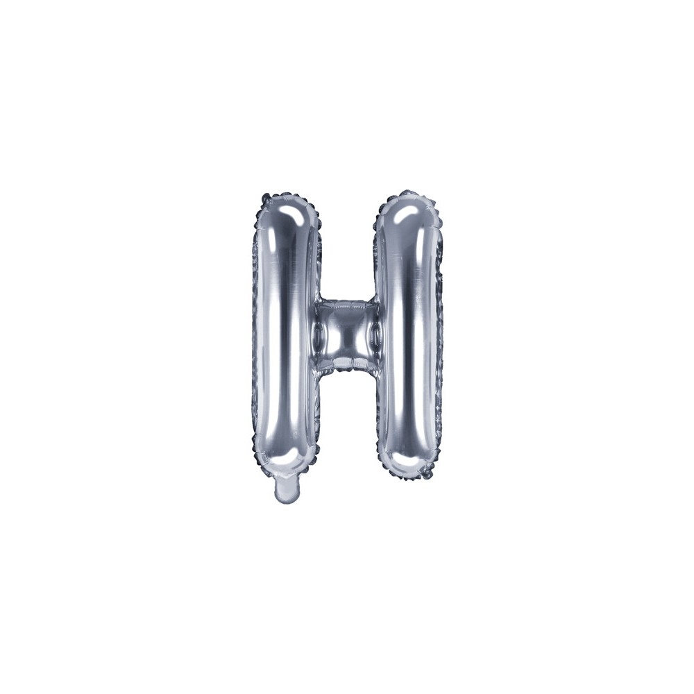 Balon foliowy litera H - srebrny, 35 cm