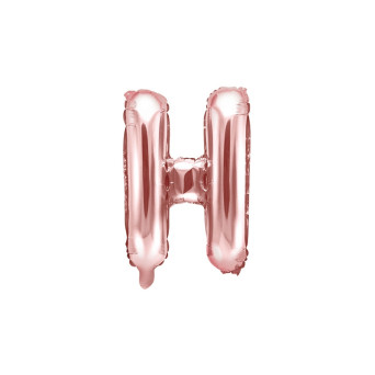 Foil balloon letter H - rose gold, 35 cm