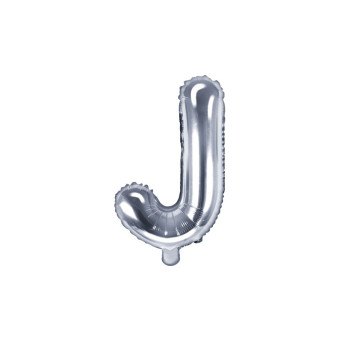 Foil balloon letter J - silver, 35 cm