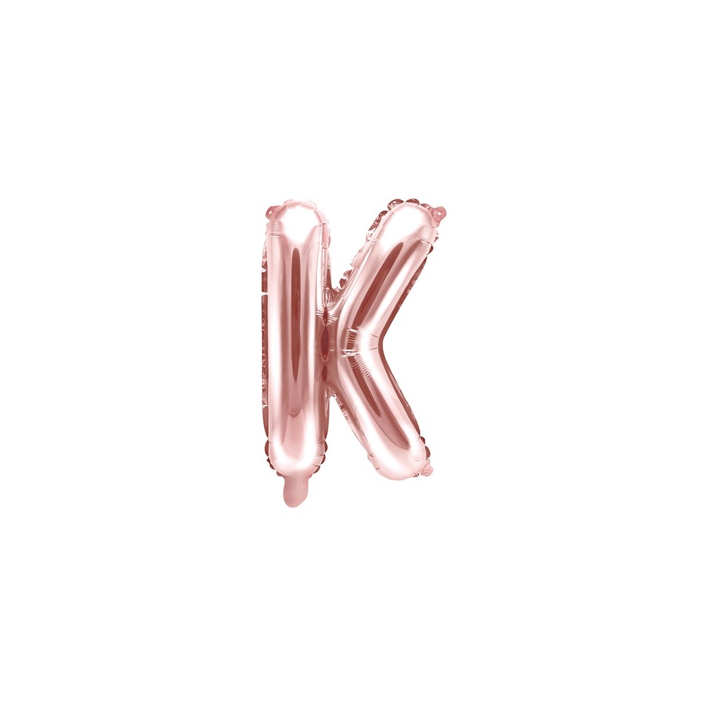 Foil balloon letter K - rose gold, 35 cm