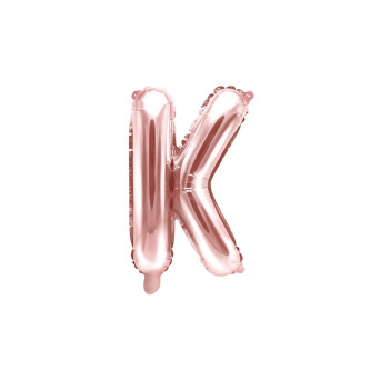 Foil balloon letter K - rose gold, 35 cm