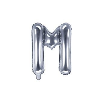 Balon foliowy litera M - srebrny, 35 cm