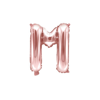 Foil balloon letter M - rose gold, 35 cm