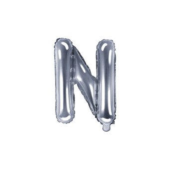 Balon foliowy litera N - srebrny, 35 cm