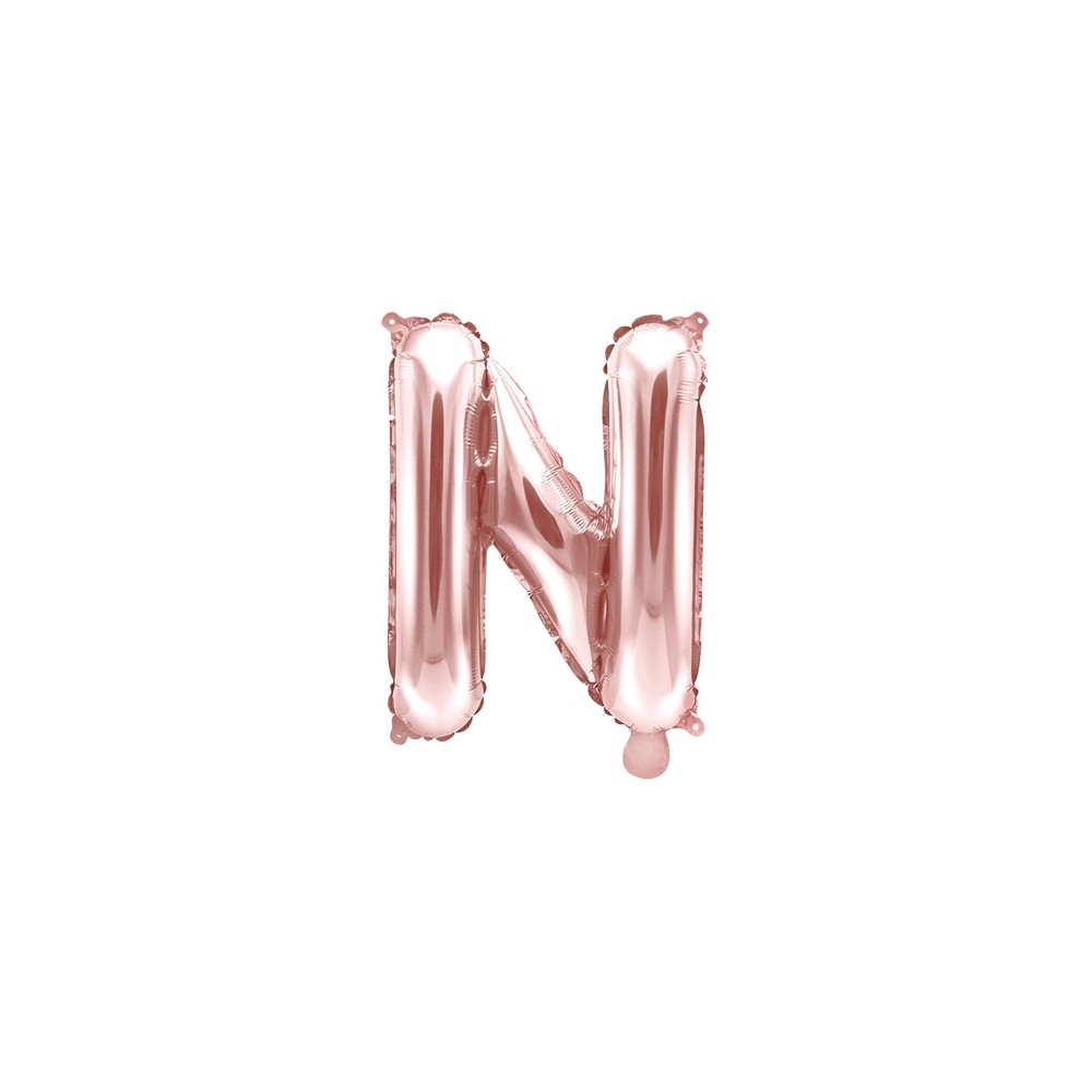 Foil balloon letter N - rose gold, 35 cm
