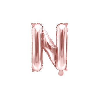 Foil balloon letter N - rose gold, 35 cm
