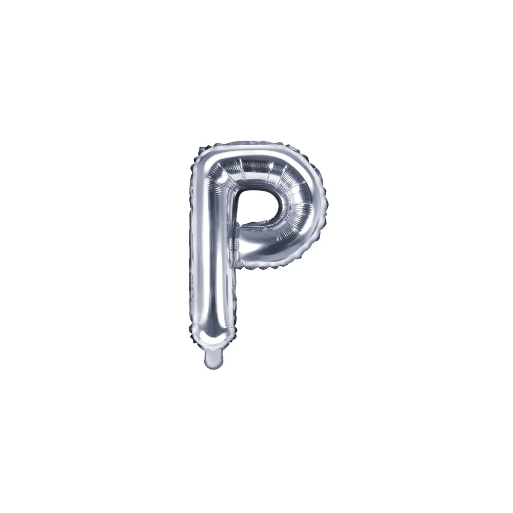 Foil balloon letter P - silver, 35 cm