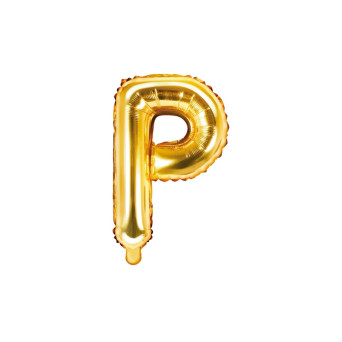 Foil balloon letter P - gold, 35 cm