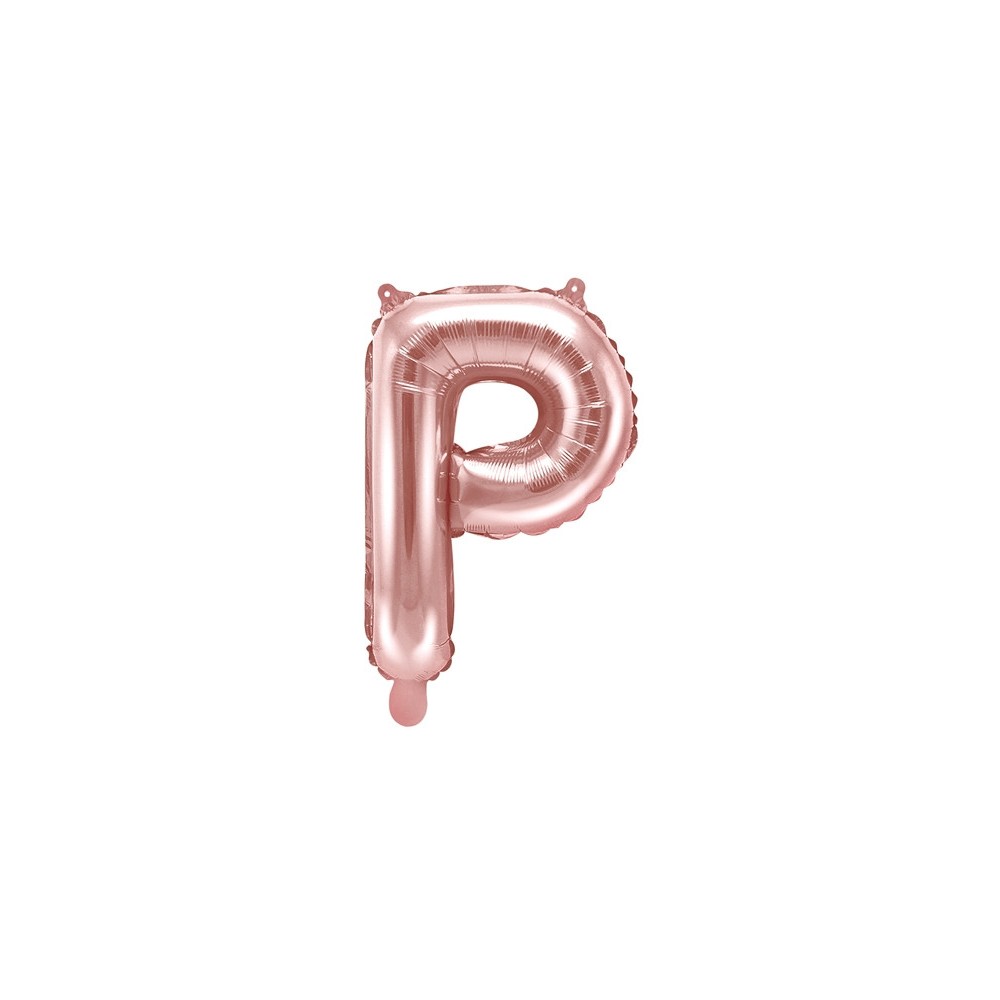 Foil balloon letter P - rose gold, 35 cm
