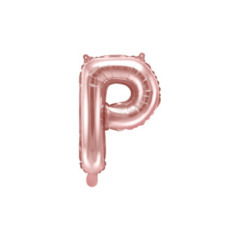 Foil balloon letter P - rose gold, 35 cm