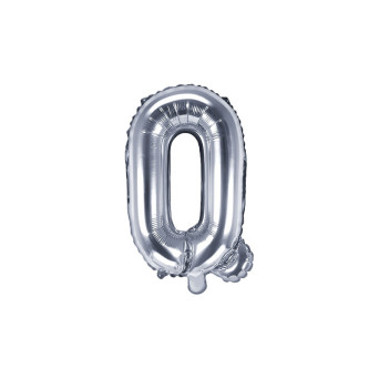 Balon foliowy litera Q - srebrny, 35 cm