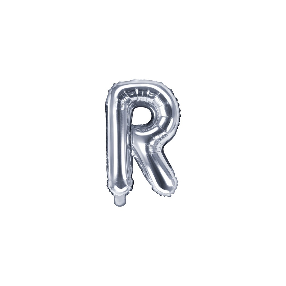 Foil balloon letter R - silver, 35 cm