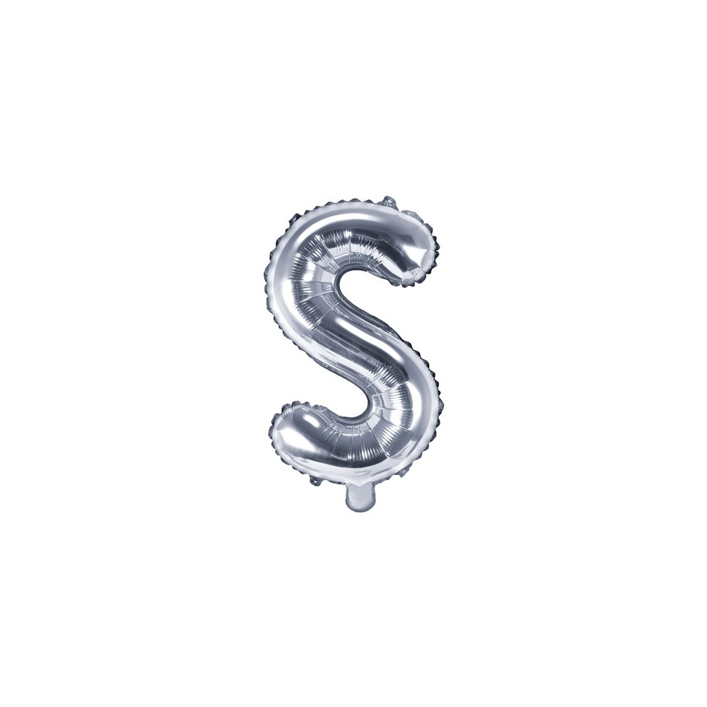 Foil balloon letter S - silver, 35 cm
