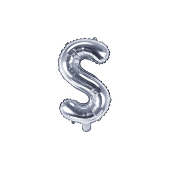 Foil balloon letter S - silver, 35 cm