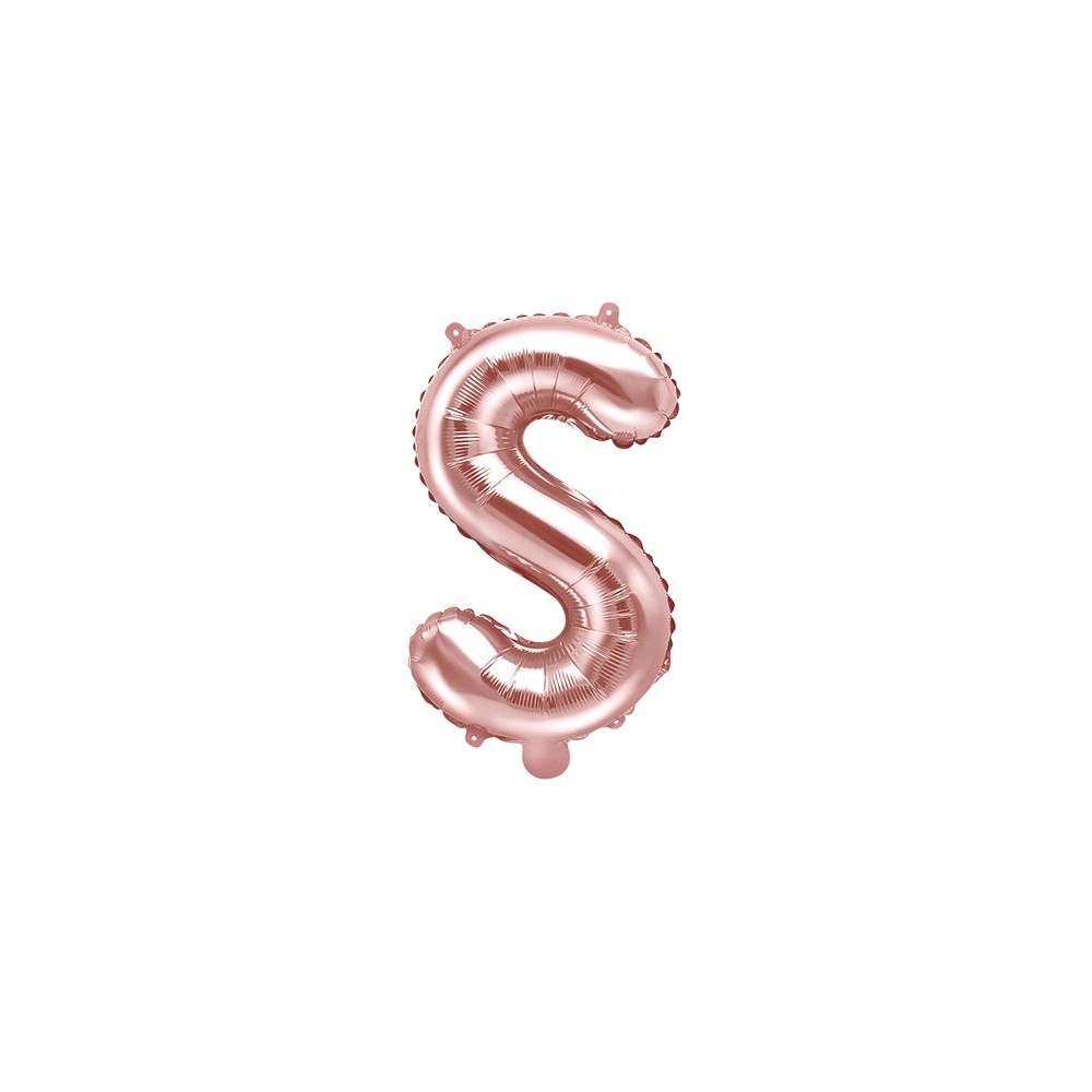 Foil balloon letter S - rose gold, 35 cm