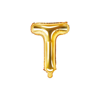 Foil balloon letter T - gold, 35 cm