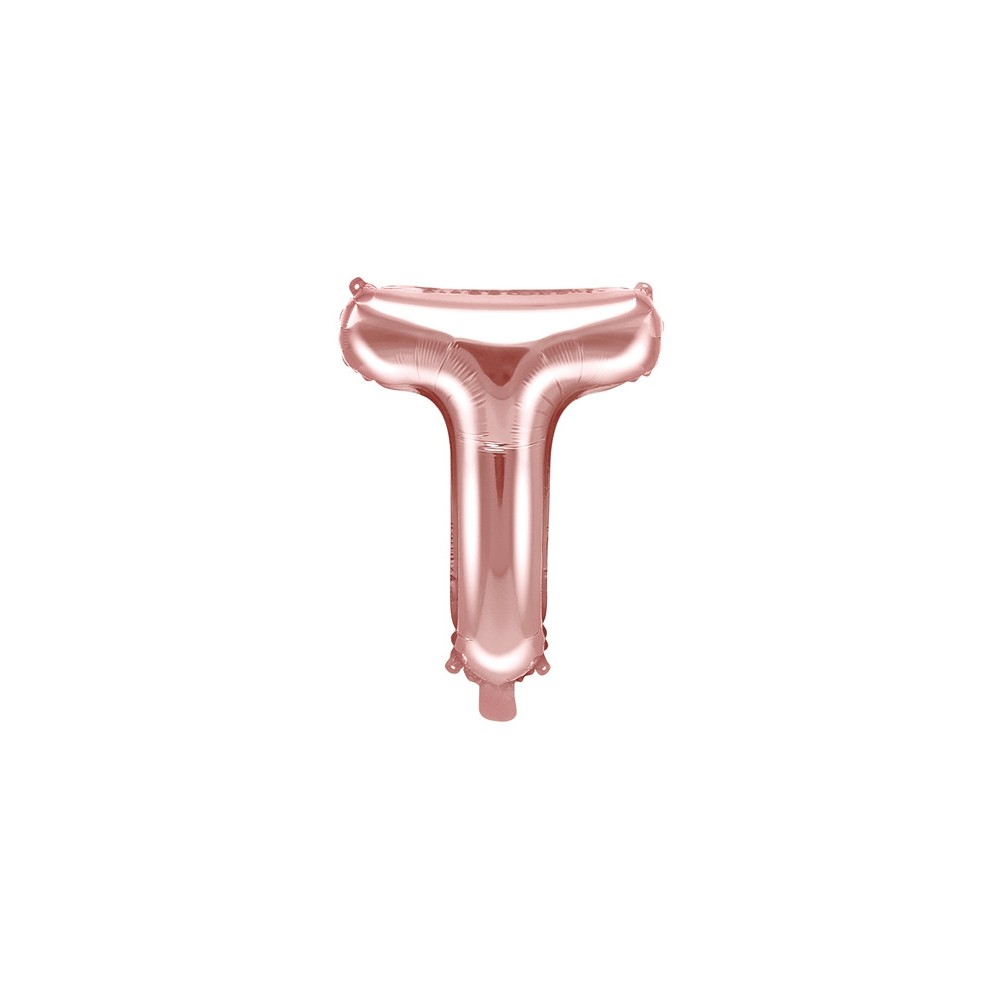 Foil balloon letter T - rose gold, 35 cm