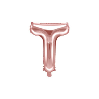 Foil balloon letter T - rose gold, 35 cm