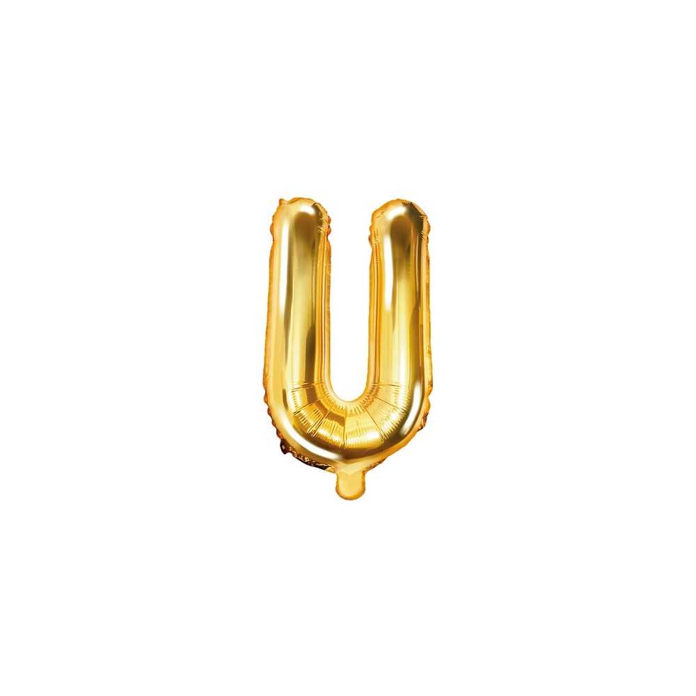 Balon foliowy litera U - złoty, 35 cm