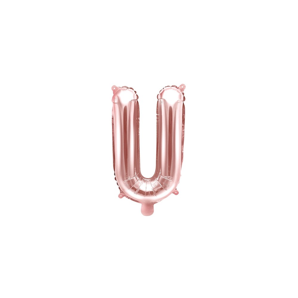 Foil balloon letter U - rose gold, 35 cm