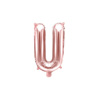 Foil balloon letter U - rose gold, 35 cm