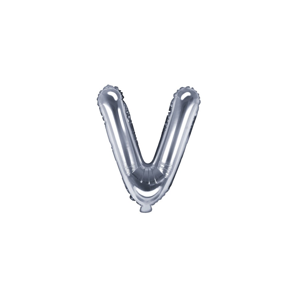 Foil balloon 35 cm Letter "V", silver