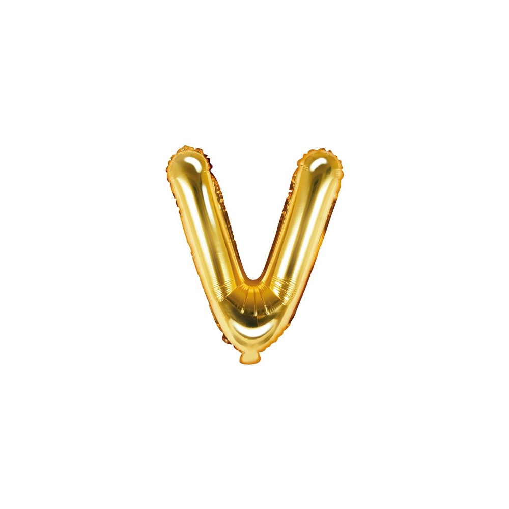 Balon foliowy litera V - złoty, 35 cm