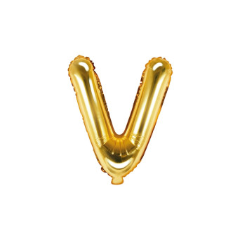 Balon foliowy litera V - złoty, 35 cm