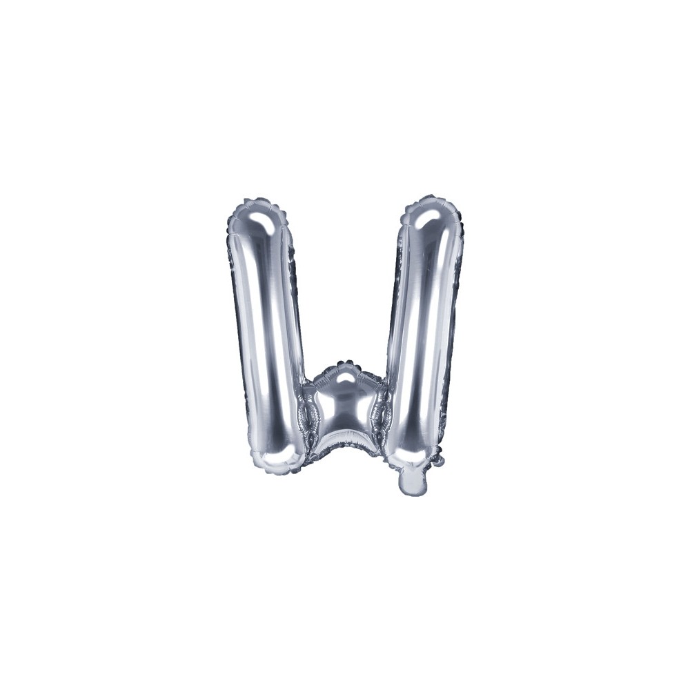 Balon foliowy litera W - srebrny, 35 cm