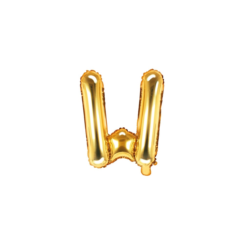 Foil balloon letter W - gold, 35 cm