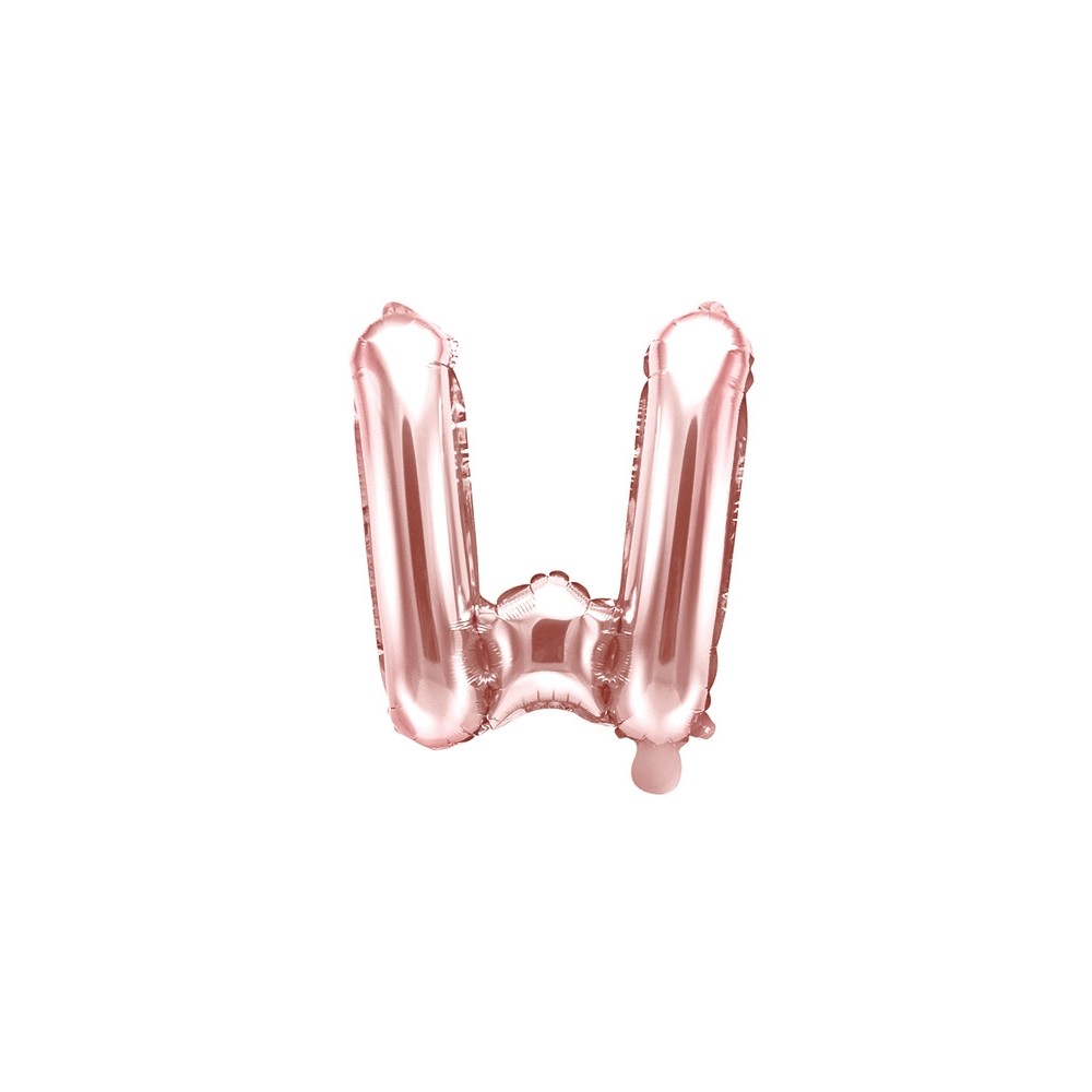 Foil balloon letter W - rose gold, 35 cm
