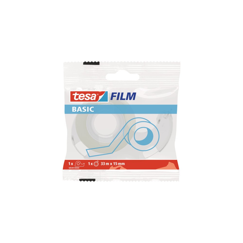 Taśma biurowa Tesa Basic z dyspenserem - 33m x 15mm