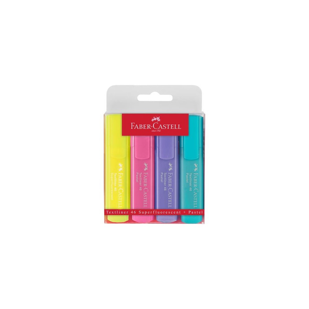 4 Flat Bevel-edged Fluo Highlighters Milan