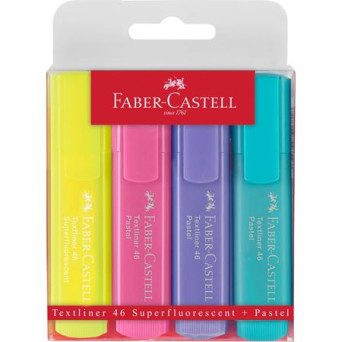 4 Flat Bevel-edged Fluo Highlighters Milan