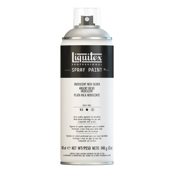 Farba akrylowa w spray'u - Liquitex - Iridescent Rich Silver, 400 ml