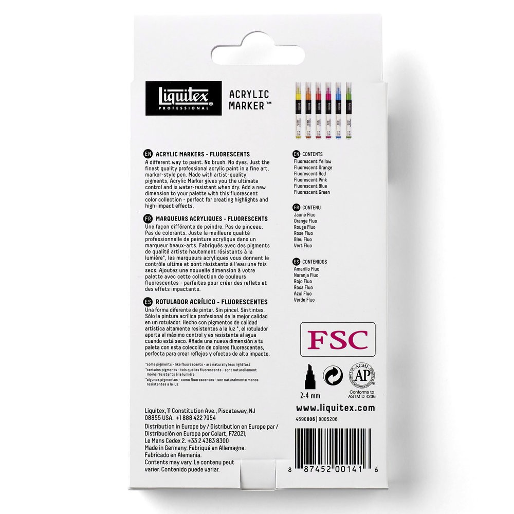 Zestaw markerów akrylowych - Liquitex - Fluorescent, 6 szt.