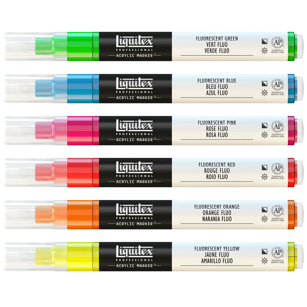 Zestaw markerów akrylowych - Liquitex - Fluorescent, 6 szt.