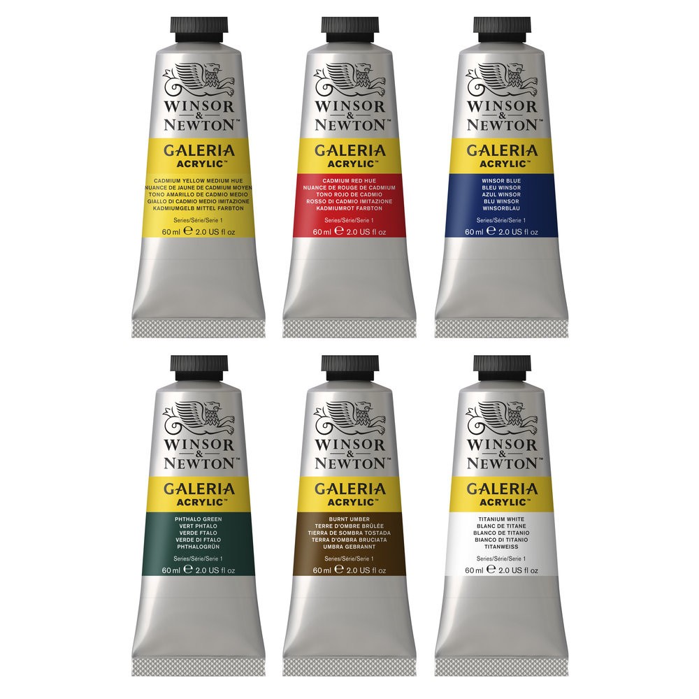 Zestaw farb akrylowych Galeria - Winsor & Newton - 6 kolorów x 60 ml