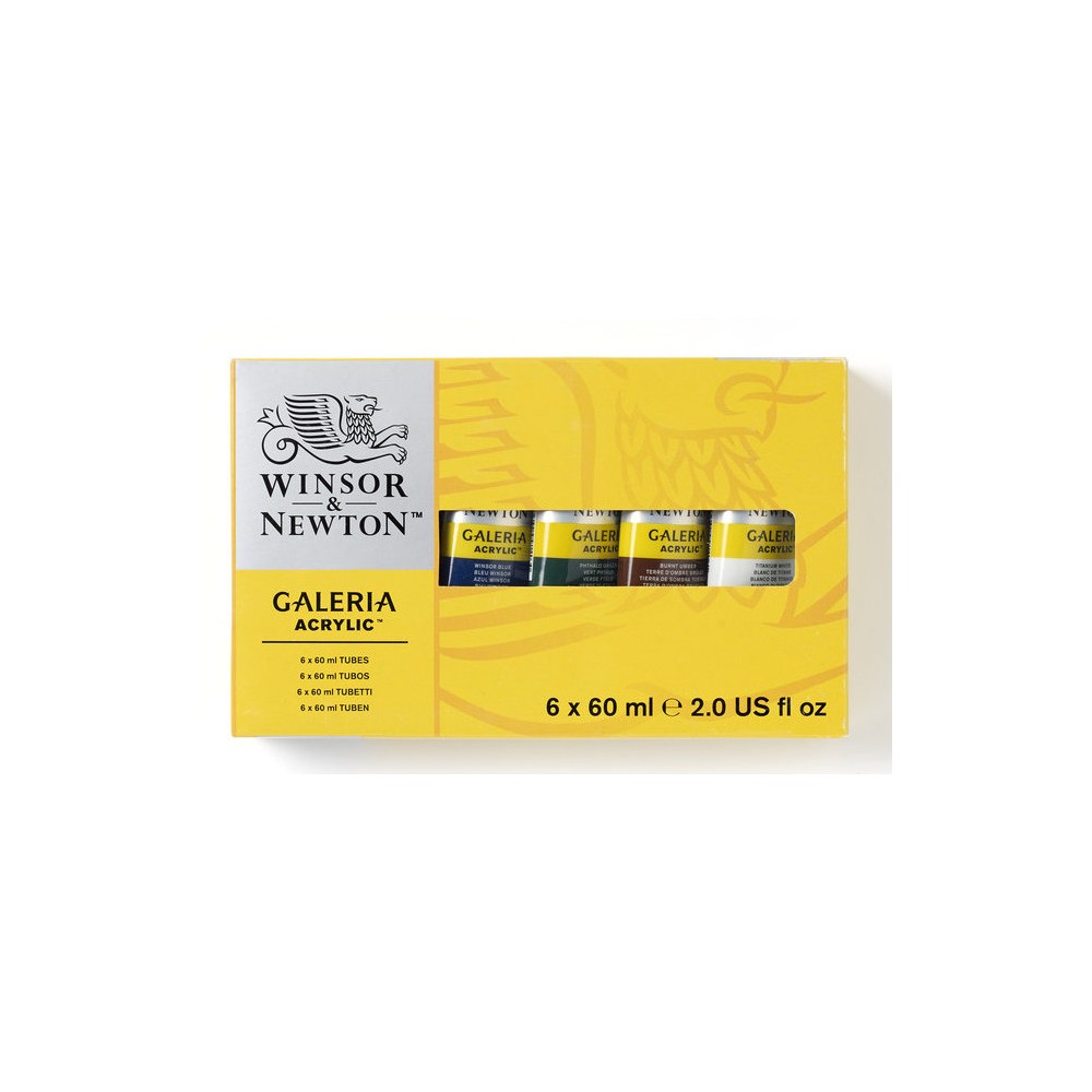 Zestaw farb akrylowych Galeria - Winsor & Newton - 6 kolorów x 60 ml