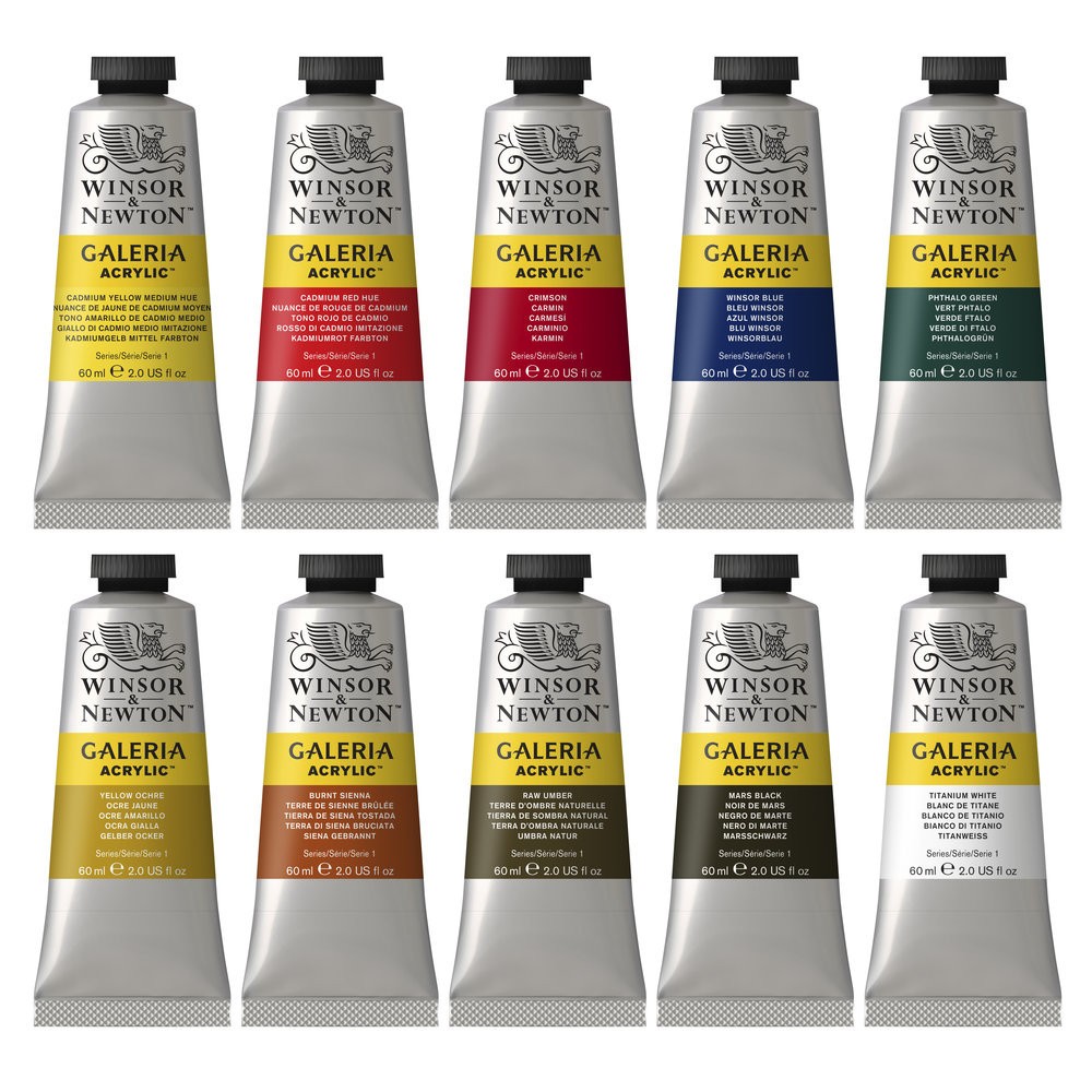 Zestaw farb akrylowych Galeria - Winsor & Newton - 10 kolorów x 60 ml